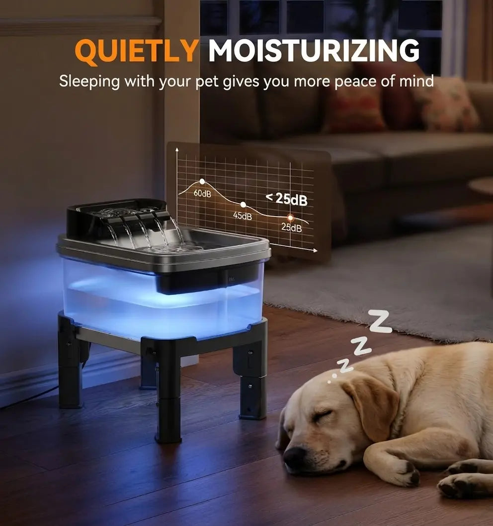 Height Adjustable Pet Water Fountain - 10L Elevated Dog Water Bowl with Filtration System, 4-Level Adjustable Stainless Steel Dispenser for Cats and Dogs, Ultra-Quiet Operation, Spill-Free Design