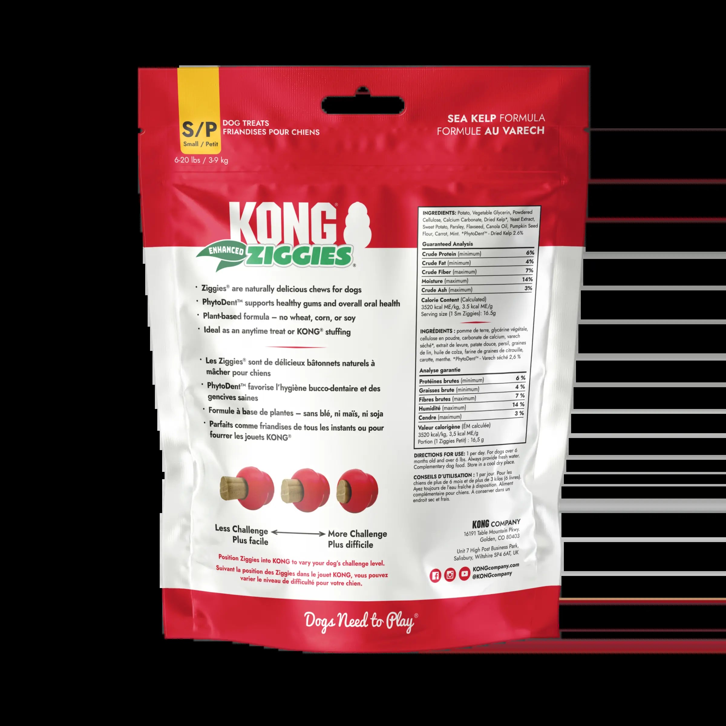 KONG Enhanced Ziggies Plant Based Dog Chew Treat, 12 Count, Small/Medium Dogs