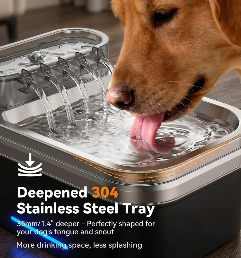 Height Adjustable Pet Water Fountain - 10L Elevated Dog Water Bowl with Filtration System, 4-Level Adjustable Stainless Steel Dispenser for Cats and Dogs, Ultra-Quiet Operation, Spill-Free Design
